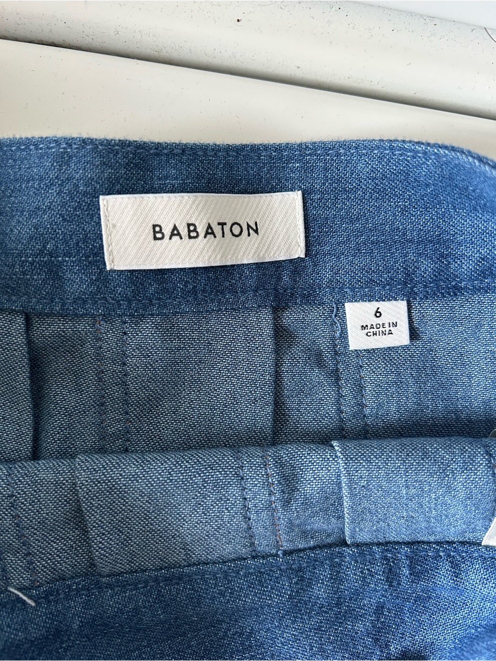 Babaton Blue Pleated Denim Skater Skirt - Picture 3 of 3